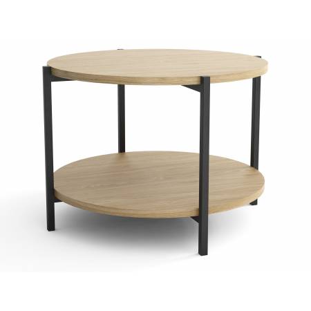 Nowoczesny, okrągły stolik kawowy 65 cm – Styl loft, dwupoziomowy MILANO M14